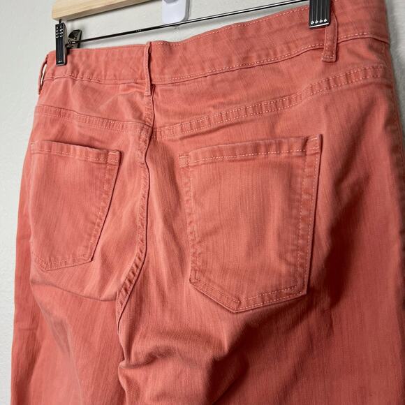 LOGO by Lori Goldstein Sz 10 Coral Pink Boyfriend Jean with Cuff or Frayed Hem - Picture 9 of 11